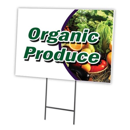 Organic Produce Yard Sign & Stake Outdoor Plastic Coroplast Window